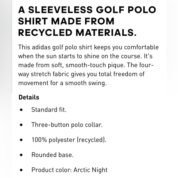 Adidas sleeveless golf polo (S) - Picture 13 of 15